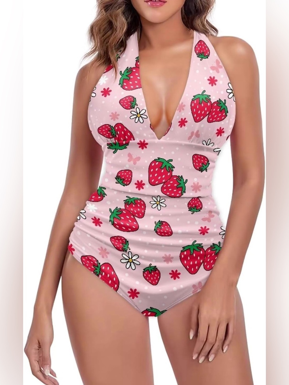 One Piece Swimsuit for Women Tummy Control Bathing Suits Sexy Tie Tankini-SIZE M